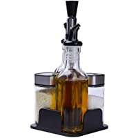 Los mejores  - BaoWnylz Set de Aceite y Vinagre- Set de Sal y Pimienta-Salero Cocina-Vinagreras y Aceiteras con Soporte-Aceitera…